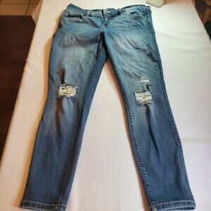 Torrid Womens Size 14 R Premium Medium Wash Distressed Skinny Denim Jeans Pants